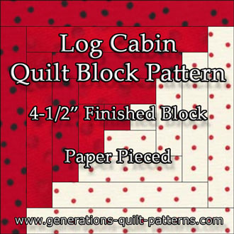 Log Cabin quilt pattern, 4-1/2