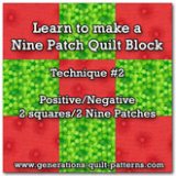Nine Patch quilt block instructions for Technique #2