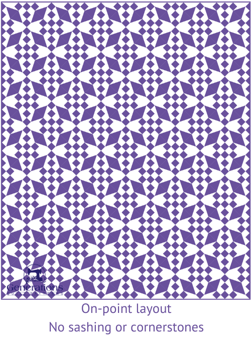 Diagonal block layout, no sashing or cornerstones Diagonal block layout, no sashing or cornerstones