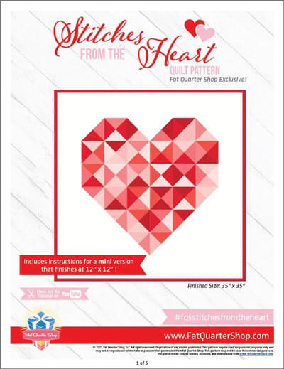Stitches from the Heart by Fat Quarter Shop, 35" square