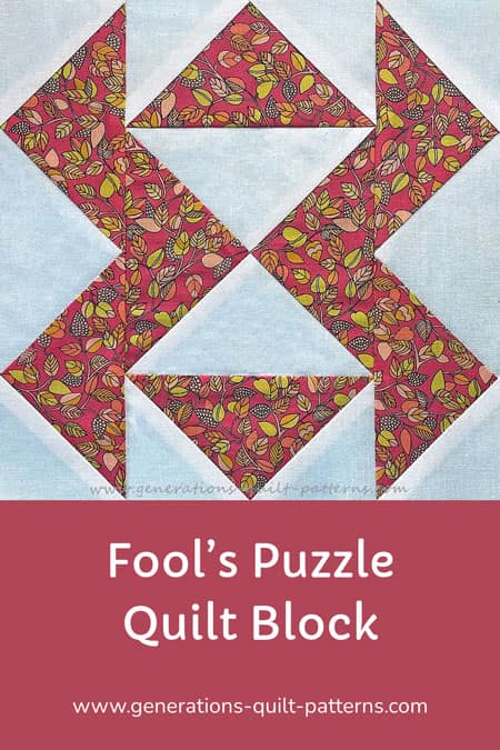 Remember to pin this Fool's Puzzle quilt block tutorial to enjoy later. Remember to pin this Fool's Puzzle quilt block tutorial to enjoy later.