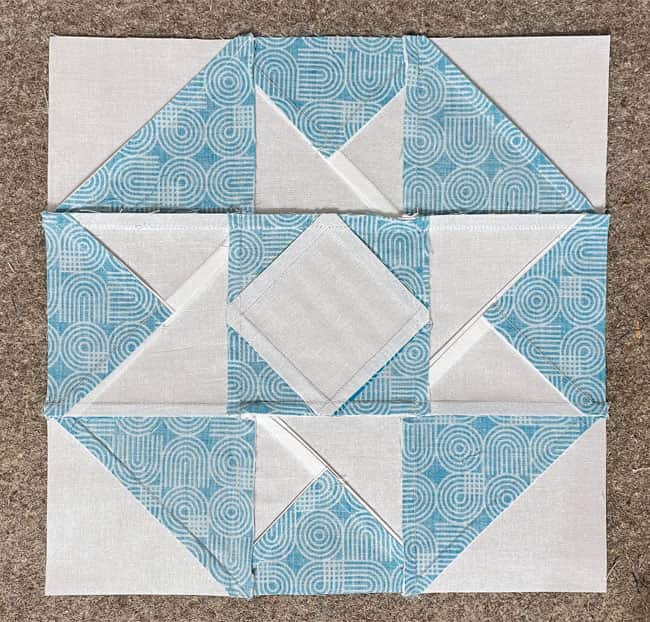 The Air Castle quilt block sample from the back side
