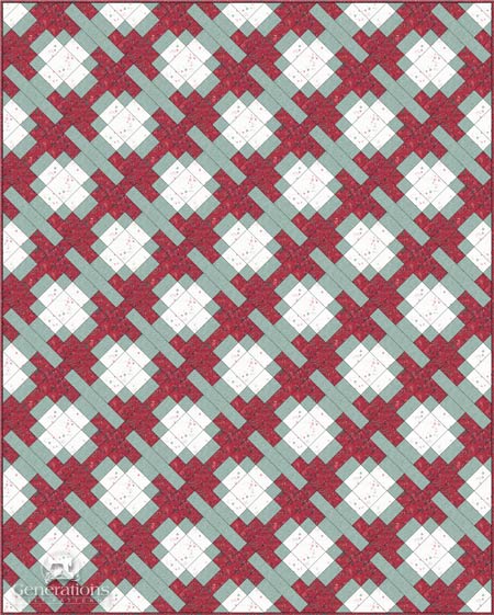 Antique Tile quilt, on-point with green sashing