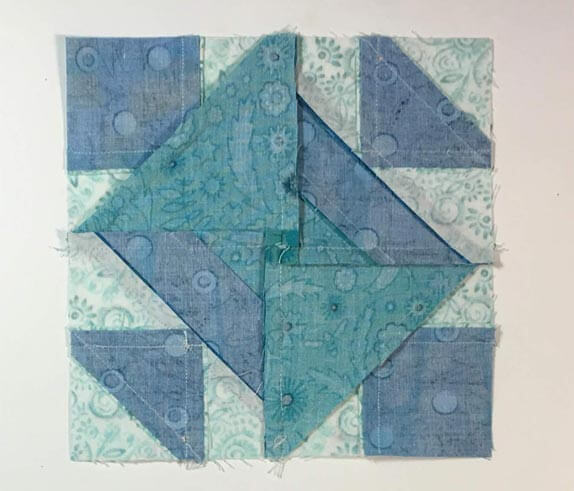 Anvil quilt block from the backside to show the seams Anvil quilt block from the backside to show the seams