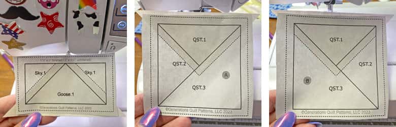Glue stick the first patch of the QSTs and FGs in place on the unprinted side of the pattern Glue stick the first patch of the QSTs and FGs in place on the unprinted side of the pattern