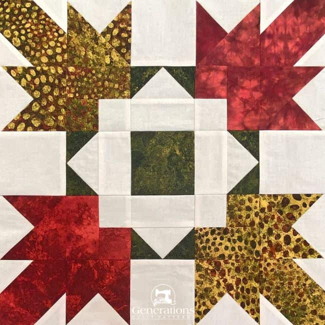 "Autumn Leaves” is a Free Autumn Quilt Block Pattern designed by & from Generations Quilt Patterns!
