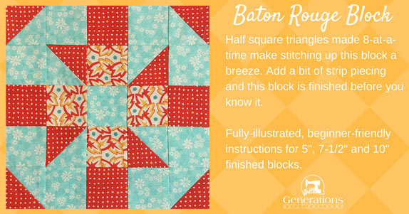 “Baton Rouge” Free Modern Quilt Block Pattern designed by Julie Baird from Generations Quilt Patterns