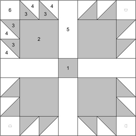 Bear's Paw quilt block design Bear's Paw quilt block design