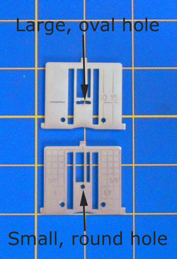 Zig Zag throat plate (top), Straight Stitch Throatplate (bottom)