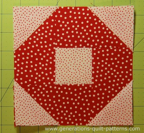 A finished Big O quilt block A finished Big O quilt block