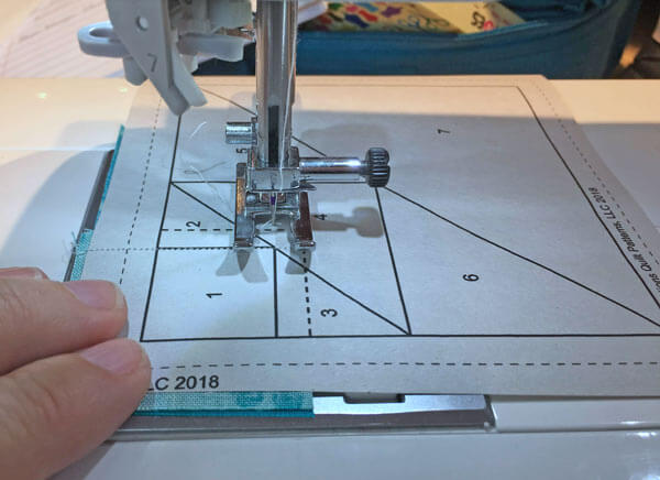 Stitch on the line between #1 and #2