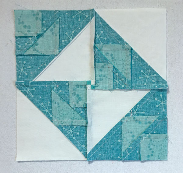 The backside of a Blacks and Whites quilt block