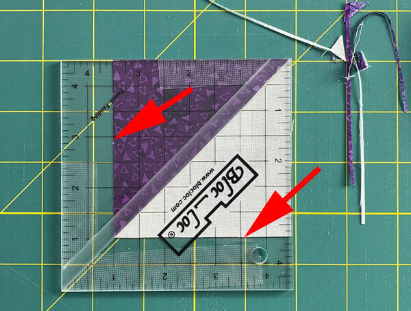 My doctored Bloc Loc ruler with Nexcare tape on it