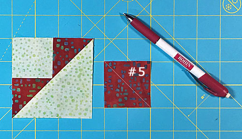 Mark the #5 patch diagonally from corner to corner Mark the #5 patch diagonally from corner to corner