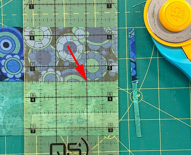 Straighten one short side of the #3/#4 strip set