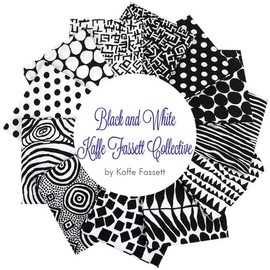 Black and White Kaffe Fassett Collective fabric collection by Kaffe Fassett Collective for Free Spirit
