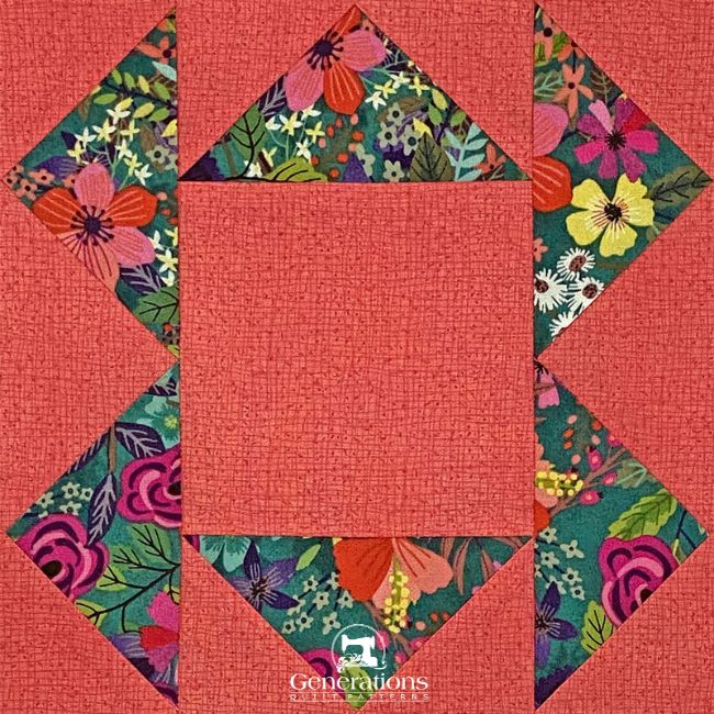 The finished Buzzard's Roost sample quilt block