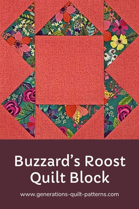 Pin this paper pieced Buzzard's Roost quilt block tutorial for later