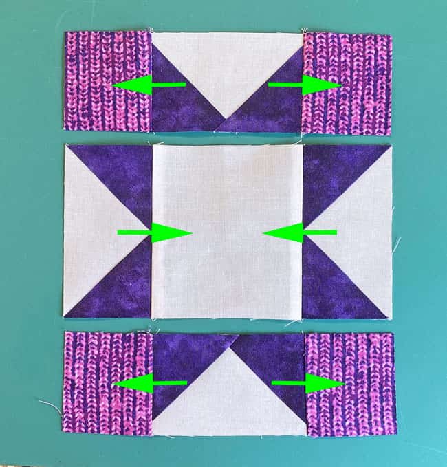 After sewing the units into rows After sewing the units into rows