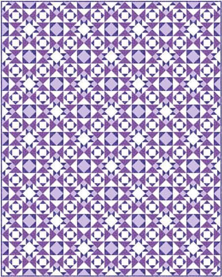 Castle Garden quilt blocks set edge-to-edge in a diagonal layout Castle Garden quilt blocks set edge-to-edge in a diagonal layout