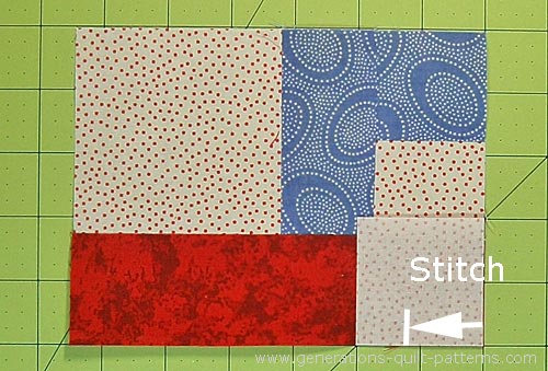 Stitch #6 to the first pieced unit Stitch #6 to the first pieced unit