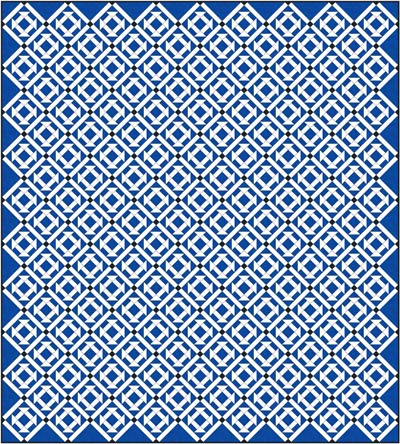 Churn Dash quilt design, diagonal set with sashing