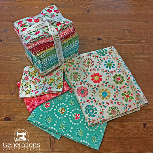 'Granny Chic' fat quarter pack and yardage for making a comfort quilt.