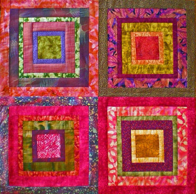 Courthouse Steps quilt blocks create concentric squares