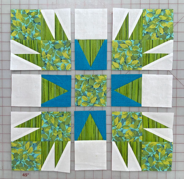 The units of our Constellation quilt block are arranged into rows The units of our Constellation quilt block are arranged into rows