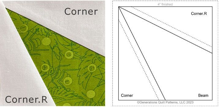 Corner Beam block(left) and pattern (right)