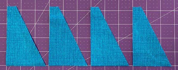 After cuttting you should have four blunted triangles that look like this. After cuttting you should have four blunted triangles that look like this.