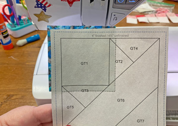 Position GT1 to the unprinted side of the pattern using the dashed guidelines Position GT1 to the unprinted side of the pattern using the dashed guidelines