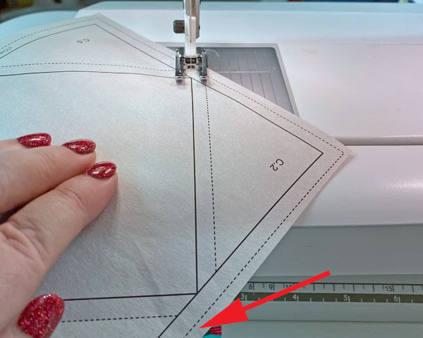 Sew the seam between Center.1 and C.2 Sew the seam between Center.1 and C.2