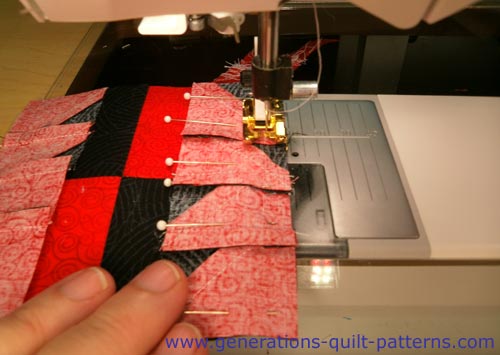 Sewing the units in the center row