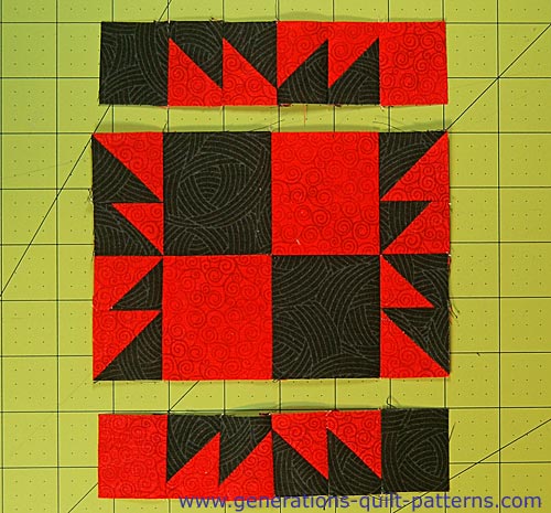 Rows ready to sew together