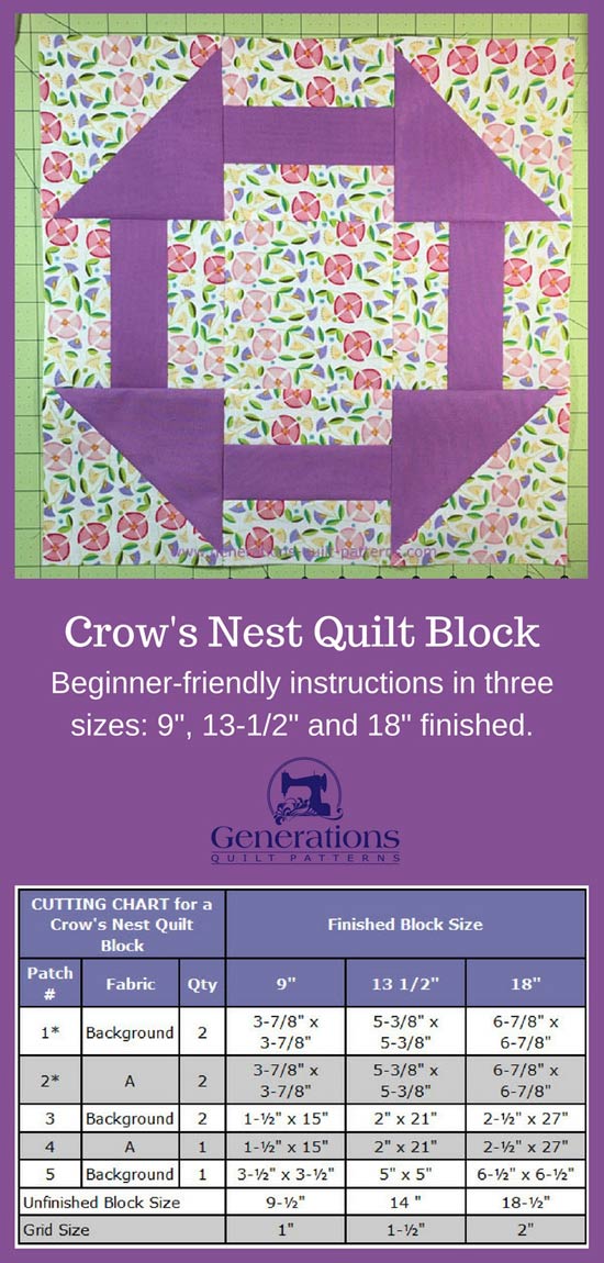 Crow's Nest quilt block tutorial