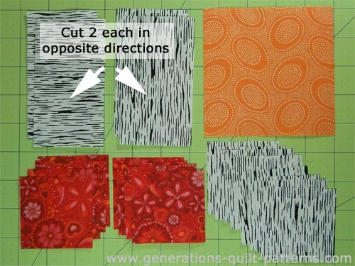 The patches for the Crystal Star quilt block