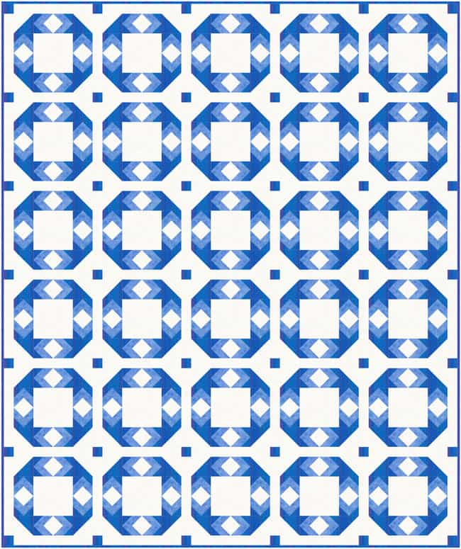 Cupid's Arrowpoint quilt blocks in a straight setting with sashing and cornerstones. 