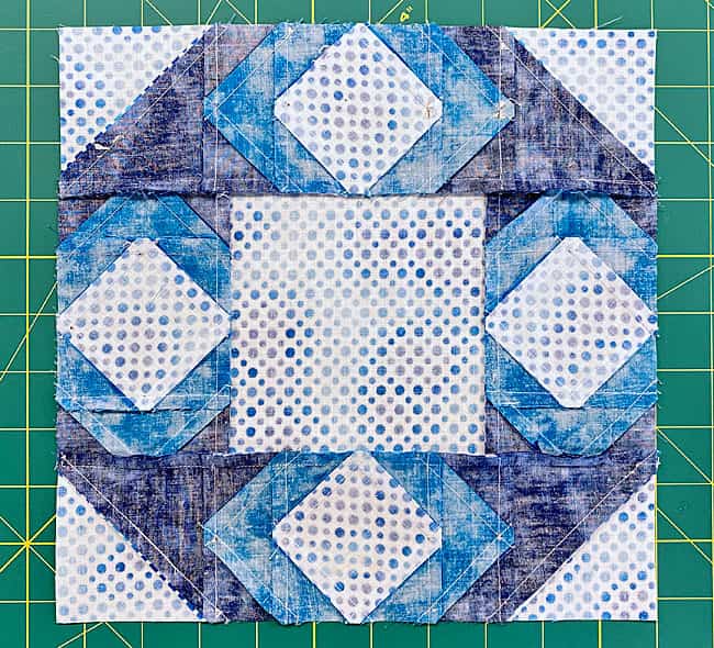 The back of our finished Cupid's Arrowpoint sample block The back of our finished Cupid's Arrowpoint sample block