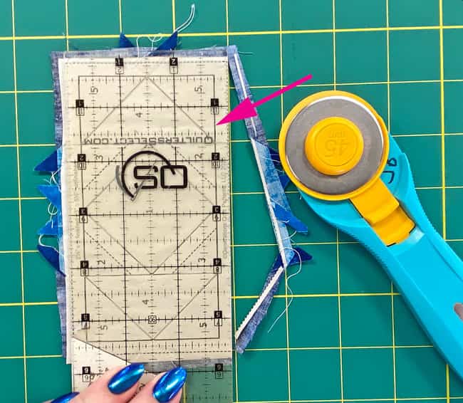 Trim the first side of a small border patch Trim the first side of a small border patch