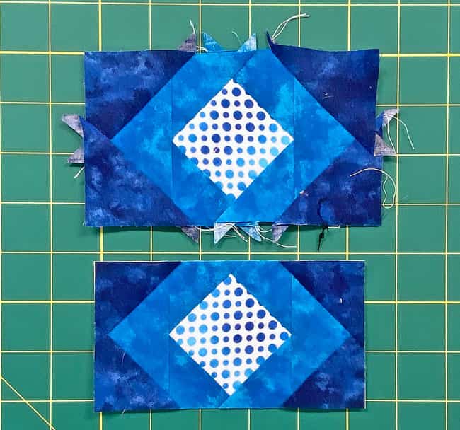 The short border before and after trimming