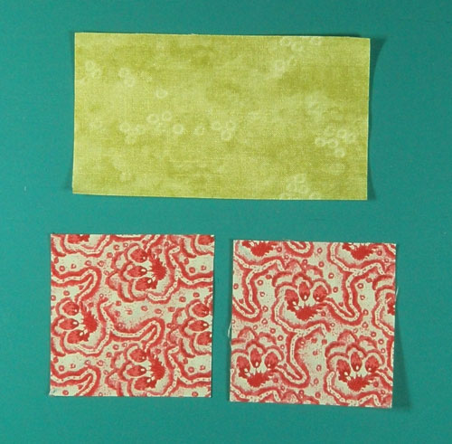 Cut patches for flying geese units made with connector corners Cut patches for flying geese units made with connector corners