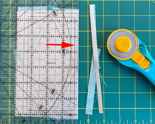 Trim the excess fabric away from the DR, one side at a time Trim the excess fabric away from the DR, one side at a time