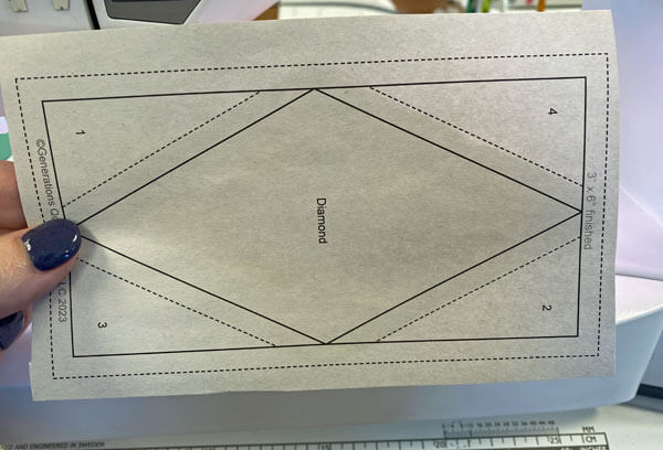 Position the Diamond patch on the unprinted side of the pattern Position the Diamond patch on the unprinted side of the pattern