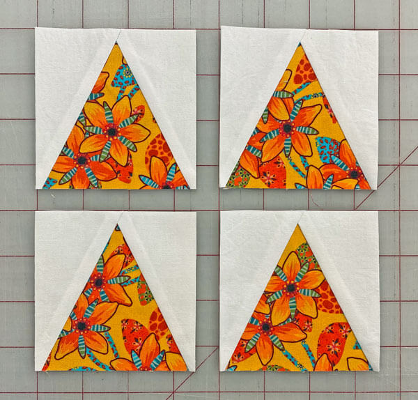 Our four TiaS are ready to be pieced into the block Our four TiaS are ready to be pieced into the block