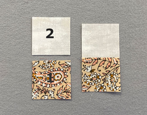 Sew #1 to #2, repeat for a total of 3 pairs Sew #1 to #2, repeat for a total of 3 pairs