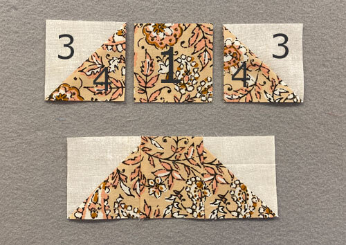 Add a HST to each side of a #1 square for a total of 4 Add a HST to each side of a #1 square for a total of 4
