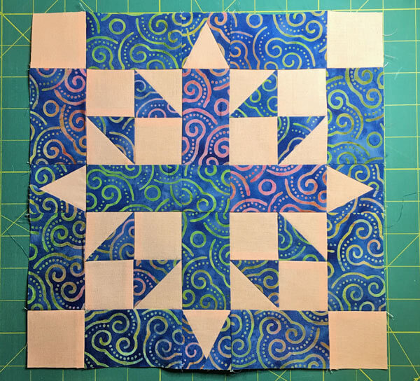 The completed Diamond Cross quilt block The completed Diamond Cross quilt block