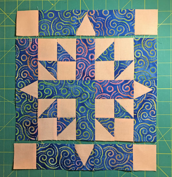 Rows ready to be stitched together Rows ready to be stitched together