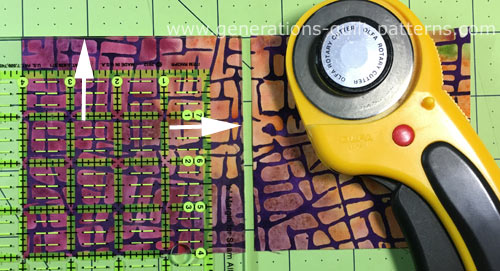 Using the On-Point ruler to cut the center square Using the On-Point ruler to cut the center square